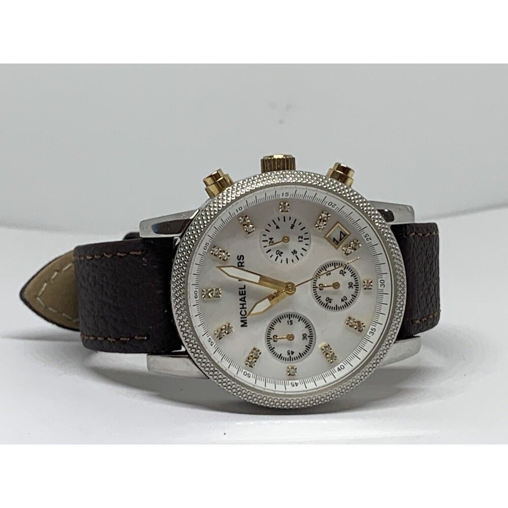 Michael Kors Jet Set MK5057 Womens Brown Leather Analog Dial Quartz Watch WFH190 - Picture 6 of 10